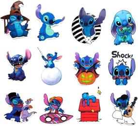 img 3 attached to Holiday Cute Stitch Decoration Stickers: Waterproof Vinyl for Scrapbook, Car, Motorcycle, Bicycle, Laptop, and Luggage - 52 PCS Decal Set
