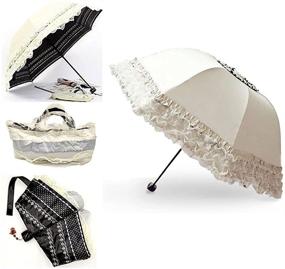 img 1 attached to Princess Ultraviolet Proof Folding Umbrella Parasol（Rice Umbrellas for Folding Umbrellas