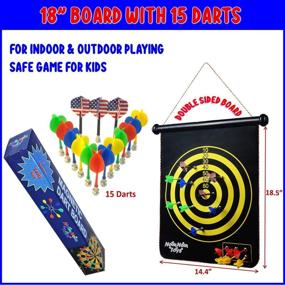 img 1 attached to 🎯 NOMNOM TOYS Magnetic Dart Board for Kids - Double Sided Game Set for Safe Indoor/Outdoor Fun! Best Toy Gifts for Kids 5-14 Years