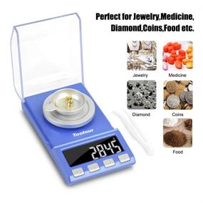 img 2 attached to Toolour Digital Milligram Scale for Jewelry, Powder, Gold and Carat - 50g x 0.001g - USB/Battery Powered with Calibration Weight, Weighing Pan, and Tweezers - 8 Modes