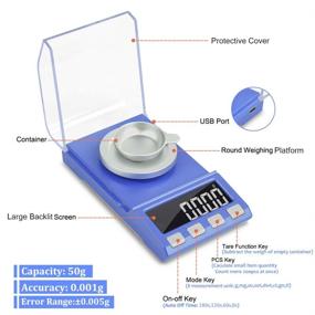 img 3 attached to Toolour Digital Milligram Scale for Jewelry, Powder, Gold and Carat - 50g x 0.001g - USB/Battery Powered with Calibration Weight, Weighing Pan, and Tweezers - 8 Modes