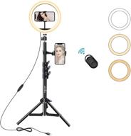 📸 arvnka 8-inch selfie ring light kit - extendable tripod stand, 2 phone holders, bluetooth remote - dimmable led camera ringlight with 3 light modes and 10 brightness levels for photography and tiktok logo