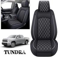 yiertai 2008-2022 toyota tundra seat covers waterproof faux leather front seats only fit for crew double extended cab regular cab pickup truck(2 pcs front only/black-white) logo