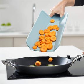 img 1 attached to 🔪 Joseph Joseph Chop2Pot Foldable Plastic Cutting Board, 15 x 8.75, Non-Slip Feet, 4-inch Handle, Dishwasher Safe, Small Size, Dove Gray