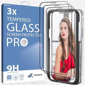 img 4 attached to 📱 Защитное закаленное стекло VOXKIN LIFETIME PROTECTION для Apple iPhone 12 / iPhone 12 Pro - 3 штуки - непобедимый японский защитный щит из стекла ASAHI - защита от воды, ударов, царапин, отпечатков пальцев - надежное и прочное