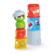 bright starts sesame street oscar the grouch stacking cans: fun stackable cups for babies 3-12 months logo