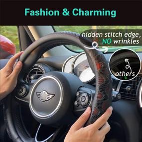 img 3 attached to 🚗 PINCTROT Steering Wheel Cover with 3D Honeycomb Anti-Slip Design - Enhanced Grip, Universal 15 Inch (Wine Red)