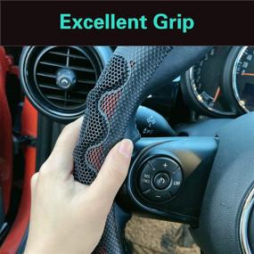 img 1 attached to 🚗 PINCTROT Steering Wheel Cover with 3D Honeycomb Anti-Slip Design - Enhanced Grip, Universal 15 Inch (Wine Red)