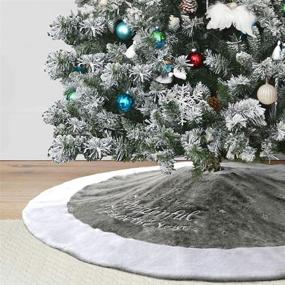img 4 attached to 🎄 Dremisland 36-Inch Luxury Faux Fur Christmas Tree Skirt: Snowflake Double Layers - Soft Xmas Holiday Party Decoration in Grey