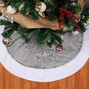 img 3 attached to 🎄 Тримисленд 36-дюймовый роскошный искусственный меховой коврик для елки: Двухслойный снежинка - Мягкое новогоднее праздничное украшение в сером цвете.