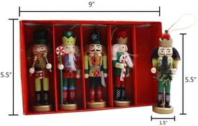 img 3 attached to 🎄 AMOR PRESENT Christmas Nutcracker Ornaments Set: 5PCS Wooden Soldier Hanging Decorations for Christmas Tree - Perfect Puppet Toy Gifts