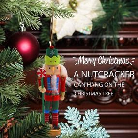 img 1 attached to 🎄 AMOR PRESENT Christmas Nutcracker Ornaments Set: 5PCS Wooden Soldier Hanging Decorations for Christmas Tree - Perfect Puppet Toy Gifts