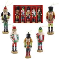 🎄 amor present christmas nutcracker ornaments set: 5pcs wooden soldier hanging decorations for christmas tree - perfect puppet toy gifts logo