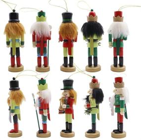 img 2 attached to 🎄 AMOR PRESENT Christmas Nutcracker Ornaments Set: 5PCS Wooden Soldier Hanging Decorations for Christmas Tree - Perfect Puppet Toy Gifts