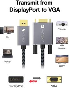 img 1 attached to 🔌 iVANKY кабель DisplayPort к VGA 6,6 фута - высококачественный мужской в мужской кабель VGA с оплеткой из нейлона для монитора и ПК