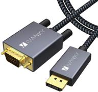 🔌 ivanky кабель displayport к vga 6,6 фута - высококачественный мужской в мужской кабель vga с оплеткой из нейлона для монитора и пк логотип