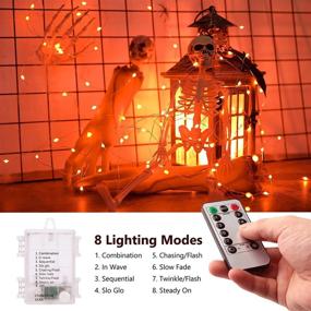 img 3 attached to 🎃 BrizLabs 2 Pack Orange Halloween Fairy Lights, 17.48ft 50 LED Halloween String Lights with Remote, 8 Modes Battery Operated Waterproof Orange Lights for DIY Halloween Party Decor, Haunted Trees