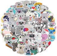 🐨 waterproof koala stickers 50 pack - cute vinyl stickers for hydro flask, laptop, skateboard, car - party supplies and animal stickers for kids, teens logo