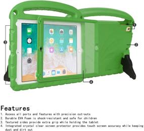 img 1 attached to HDE iPad 9.7 2017/2018 Kids Case - Shockproof Handle Stand with Built-in Screen Protector and Bumper Cover for 5th and 6th Generation iPads - Shoulder Strap Included (Green)