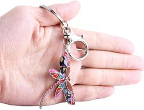 img 2 attached to 🐉 Multicolored Dragonfly Keychain Keyring by Luckeyui