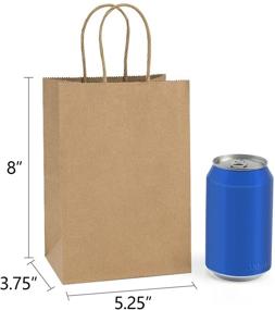 img 3 attached to 🛍️ Бумажные пакеты BagDream Kraft Paper Bags: 25 штук размером 5,25x3,75x8 дюймов - Маленькие бумажные подарочные пакеты с ручками - Идеально подходят для вечеринок, покупок и подарков - Набор коричневых крафтовых пакетов оптом