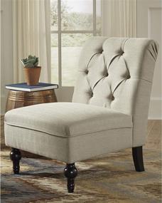 img 2 attached to 🪑 Stylish and Comfortable Signature Design by Ashley Degas Tufted Armless Accent Chair in Neutral Ivory