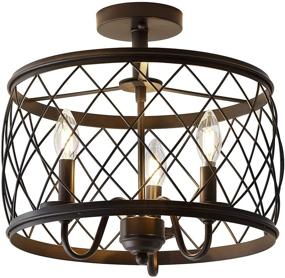 img 4 attached to 🔆 JONATHAN Y JYL9037B Eleanor 15-Inch 3-Light LED Semi Flush Mount Ceiling Fixture, Traditional Style, Dimmable, Cozy 2700K Warm Light, Ideal for Kitchen, Hallway, Bathroom, Stairwell, Oil Rubbed Bronze Finish