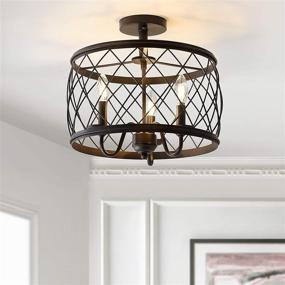 img 3 attached to 🔆 JONATHAN Y JYL9037B Eleanor 15-Inch 3-Light LED Semi Flush Mount Ceiling Fixture, Traditional Style, Dimmable, Cozy 2700K Warm Light, Ideal for Kitchen, Hallway, Bathroom, Stairwell, Oil Rubbed Bronze Finish