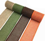 🎗️ natural jute burlap wired ribbon rolls - 13.2 yards, 2.4 inch - ideal for christmas crafts, wedding decor, floral bows, and trims - in orange, brown, olive green logo