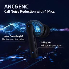 img 2 attached to 🎧 AIHOOR Active Noise Cancelling Wireless Earbuds - ANC Bluetooth 5.0 Headphones with Charging Case, Touch Control, 4 Mic Earphones, Deep Bass, Waterproof - Android iOS