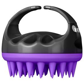 img 4 attached to 🧖 HEETA Hair Shampoo Brush: Upgraded Wet & Dry Scalp Massager with Soft Silicone - Dandruff Remover, Exfoliator for Hair Care - Suitable for Women, Men, and Pets (Black/Purple)