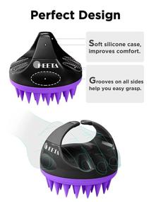 img 3 attached to 🧖 HEETA Hair Shampoo Brush: Upgraded Wet & Dry Scalp Massager with Soft Silicone - Dandruff Remover, Exfoliator for Hair Care - Suitable for Women, Men, and Pets (Black/Purple)