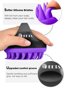 img 2 attached to 🧖 HEETA Hair Shampoo Brush: Upgraded Wet & Dry Scalp Massager with Soft Silicone - Dandruff Remover, Exfoliator for Hair Care - Suitable for Women, Men, and Pets (Black/Purple)