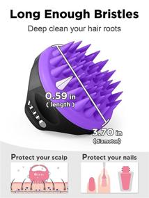 img 1 attached to 🧖 HEETA Hair Shampoo Brush: Upgraded Wet & Dry Scalp Massager with Soft Silicone - Dandruff Remover, Exfoliator for Hair Care - Suitable for Women, Men, and Pets (Black/Purple)