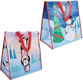 img 1 attached to 🎄 Christmas Large Tote Bags - Set of 12 | Holiday Reusable Grocery Bags for Classroom Party Favor Supplies, Shopping, Xmas Party