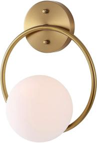 img 3 attached to 🌍 BAODEN Modern Globe Wall Sconce Industrial Bathroom Vanity Wall Lamp with White Glass Shade Mid Century Gold Light Fixture for Bedroom