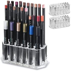 img 4 attached to 🖊️ byAlegory Acrylic Organizer for Eyeliner, Lip Liner, and Brow Makeup - 26 Space Storage for 20 Standard and 6 Jumbo Pencils - Clear Display Container