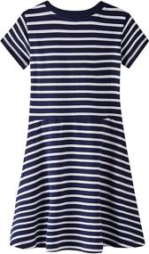 img 2 attached to Noomelfish Summer Short Sleeve Striped Dresses Girls' Clothing in Dresses