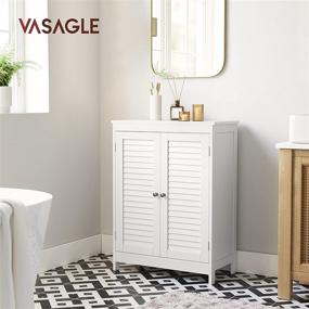 img 2 attached to 🚿 VASAGLE Bathroom Storage Cabinet - Freestanding Floor Cabinet with Double Shutter Doors and Adjustable Shelf in White