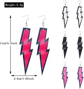 img 3 attached to 80s Womens Lightning Bolt Dangle Drop Earrings: TIANBANGSHI Resin Acrylic Neon Earrings for Girls Bridal Party Jewelry