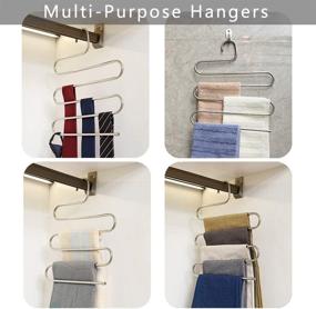 img 1 attached to 👖 CEISPOB Multi-Purpose Pants Hangers - S-Type, 5-Layers Stainless Steel Clothes Hangers: Space-Saving Pant Rack for Trousers, Jeans, Towels, Scarf, Tie (Set of 4)