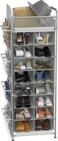 img 1 attached to 👠 20-Pair Grey Shoe Stand Tower Rack with Hanging Bag - Simple Houseware