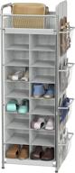 👠 20-pair grey shoe stand tower rack with hanging bag - simple houseware логотип