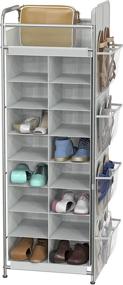 img 4 attached to 👠 20-Pair Grey Shoe Stand Tower Rack with Hanging Bag - Simple Houseware