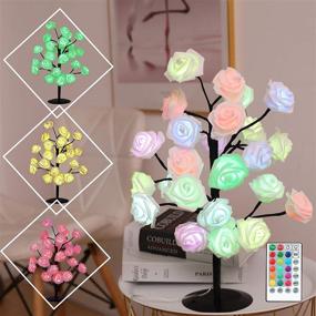 img 4 attached to Multicolor Desk Tree Lamp: Colors Changing Rose Flower Decor for Girls Bedroom, Christmas Tabletop Bonsai Tree - Perfect Home Wedding Party Living Decor & Valentine's Gift for Teens