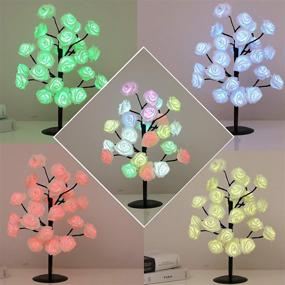 img 3 attached to Multicolor Desk Tree Lamp: Colors Changing Rose Flower Decor for Girls Bedroom, Christmas Tabletop Bonsai Tree - Perfect Home Wedding Party Living Decor & Valentine's Gift for Teens