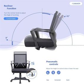 img 2 attached to Flamaker Mesh Office Chair: Ergonomic Swivel Computer Chair with Lumbar Support and Armrests - Black