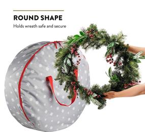 img 2 attached to Premium 600D Oxford Tear-Resistant Fabric Wreath Storage Bag - Holiday-Friendly Design, Perfect for 30” Christmas Wreaths - Sleek Zipper & Transparent Card Slot for Labeling