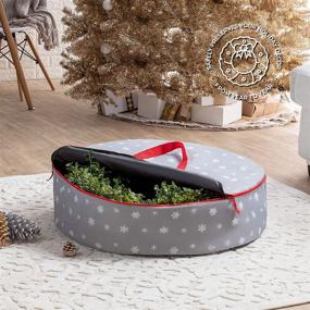 img 3 attached to Premium 600D Oxford Tear-Resistant Fabric Wreath Storage Bag - Holiday-Friendly Design, Perfect for 30” Christmas Wreaths - Sleek Zipper & Transparent Card Slot for Labeling