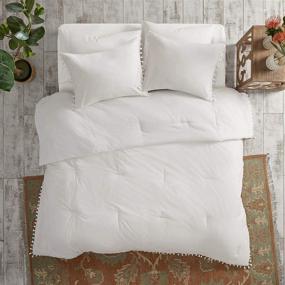 img 2 attached to Madison Park Cozy Cotton Comforter Set - Lillian, Fringe Tassel Ivory - Modern Design All Season Bedding, King/California King (104 in x 92 in), with Matching Shams